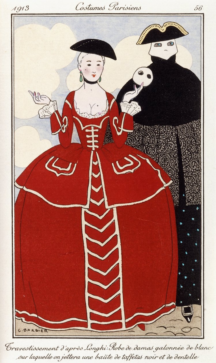 Parijse kleding: Verkleedkleding na Longhi door Georges Barbier