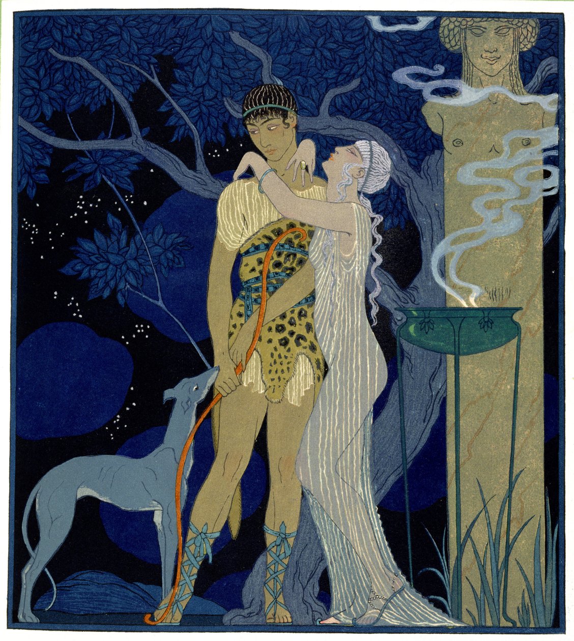 Venus en Adonis door Georges Barbier