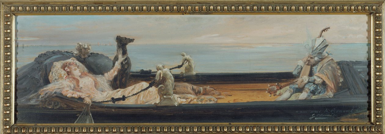 De gondel, ca. 1896 (papier) door Georges Clairin