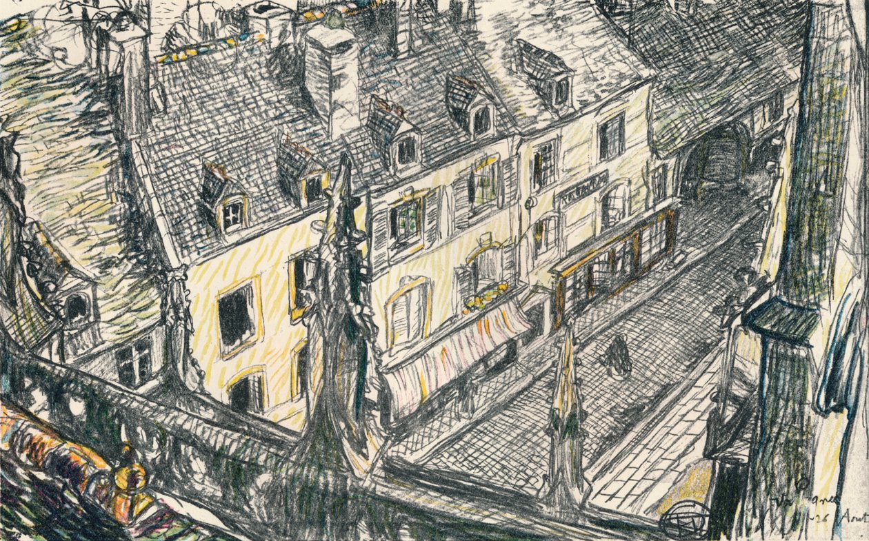 Een Straat in Valogne, ca. 1911 door Georges Dupuis