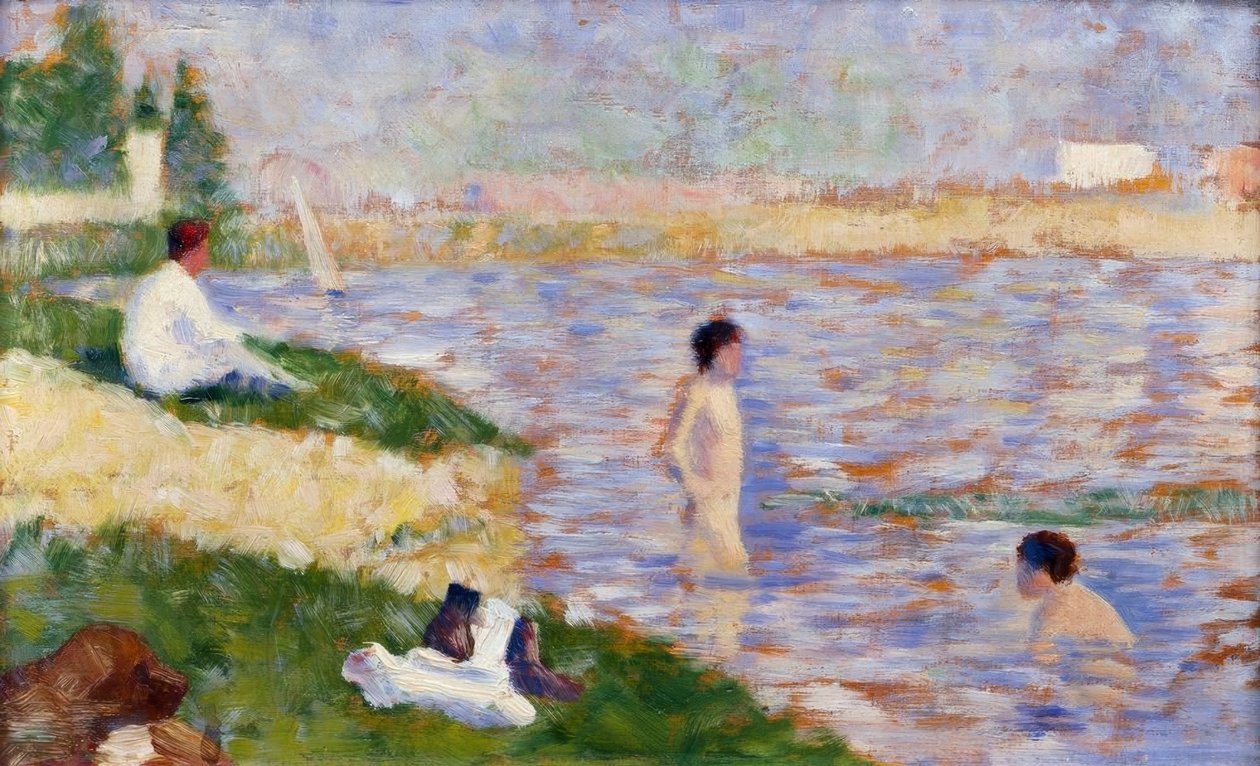 Een bad in Asnières door Georges Seurat