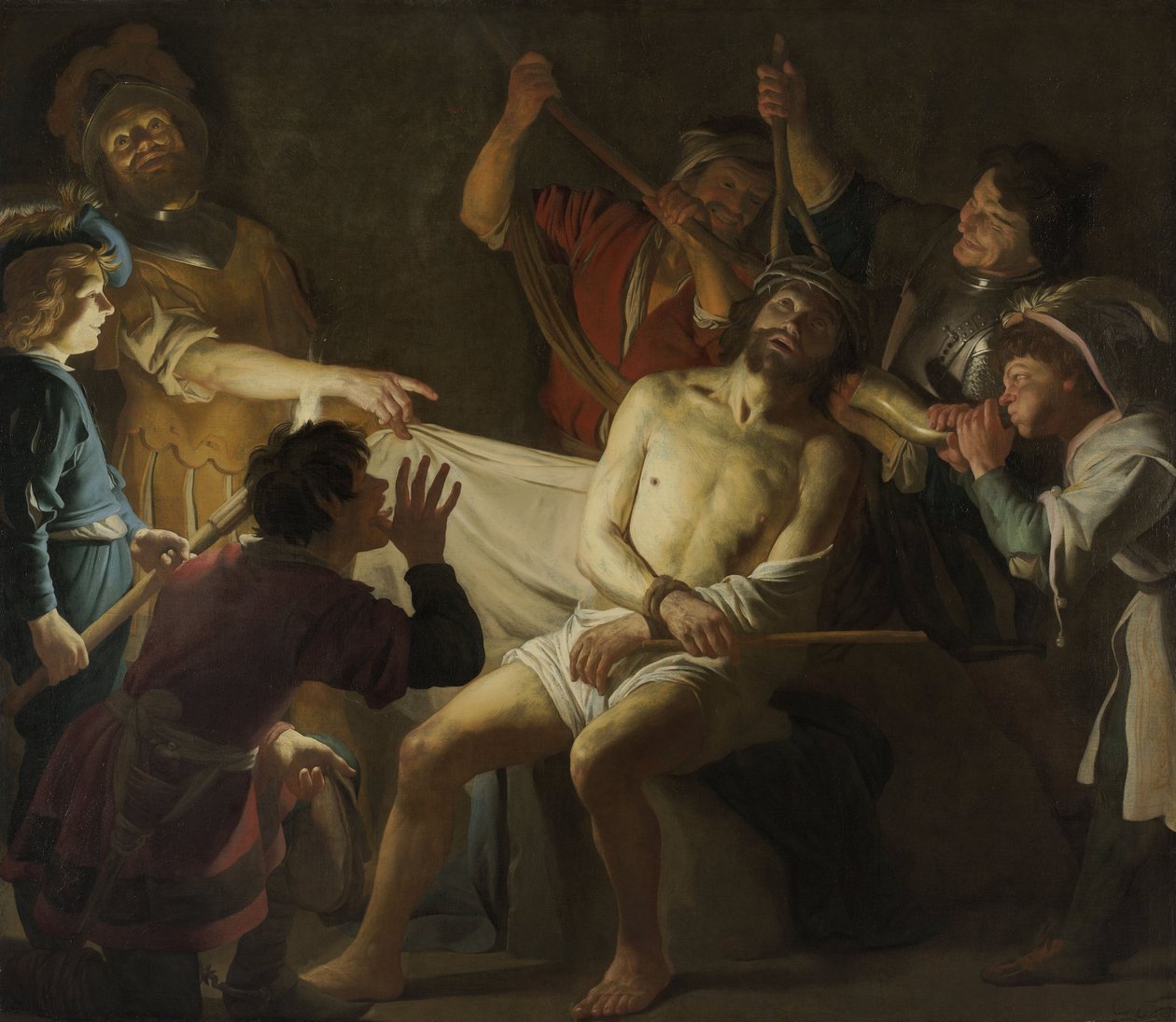 De doornenkroning van Jezus door Gerrit van Honthorst