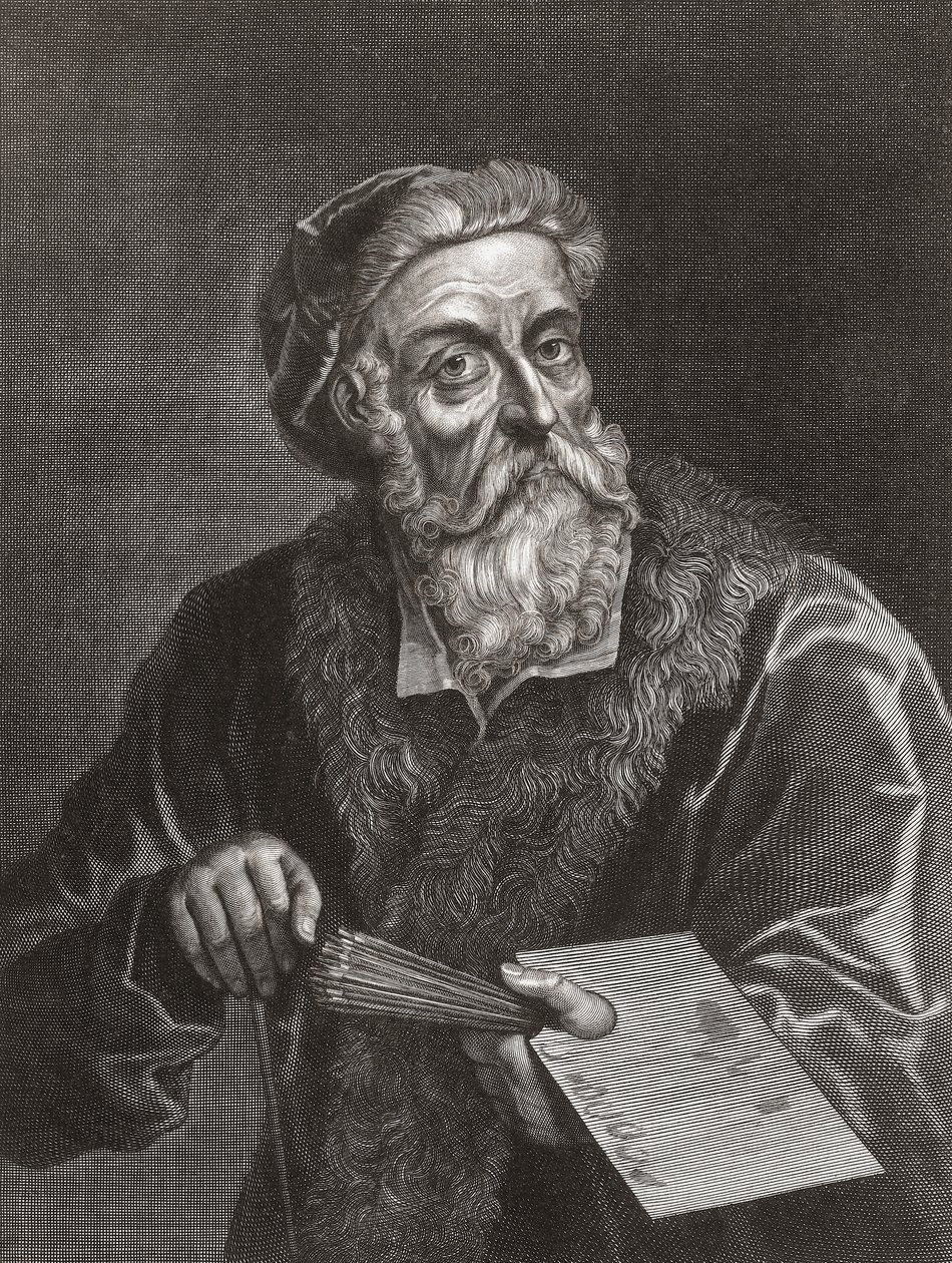 Titiaan. Portret. (prent) door Gerard (after) Edelinck
