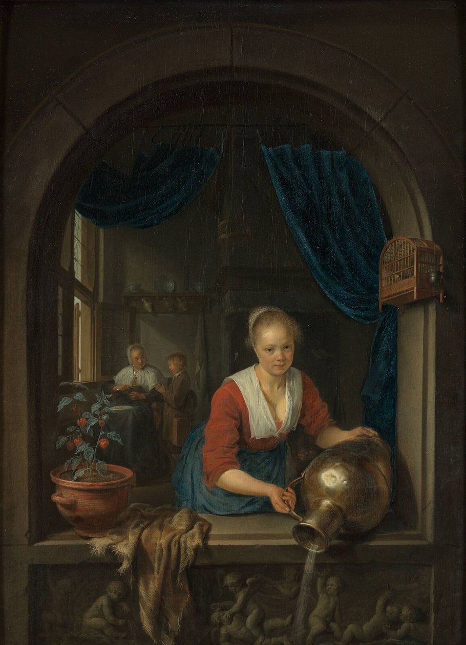 Dienstmeid bij het raam door Gerrit Dou