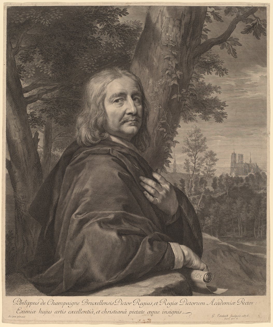 Philippe de Champaigne door Gerard Edelinck after Philippe de Champaigne