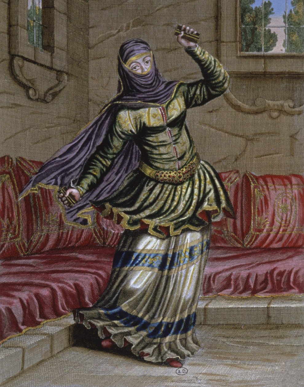 Turkse danseres door Gerard Jean Baptiste Scotin