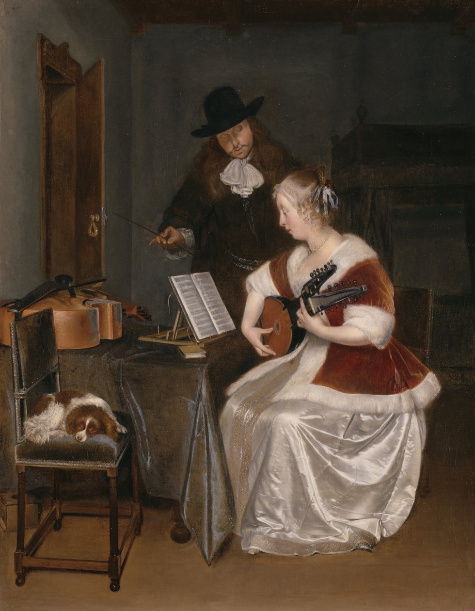 De muziekles door Gerard Terborch II