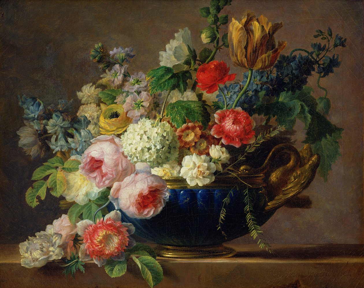 Vaas met bloemen door Gerard van Spaendonck
