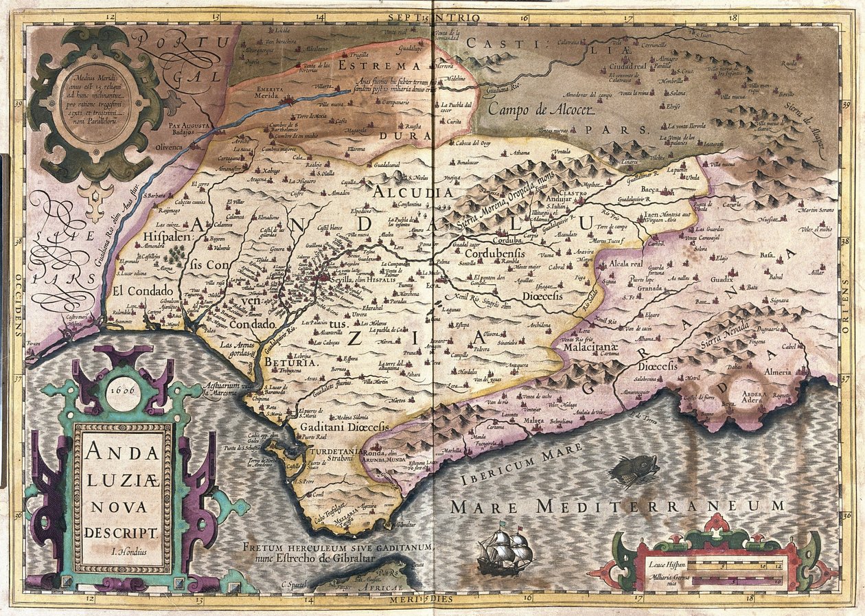 Andalusië, Spanje (gravure) door Gerardus Mercator