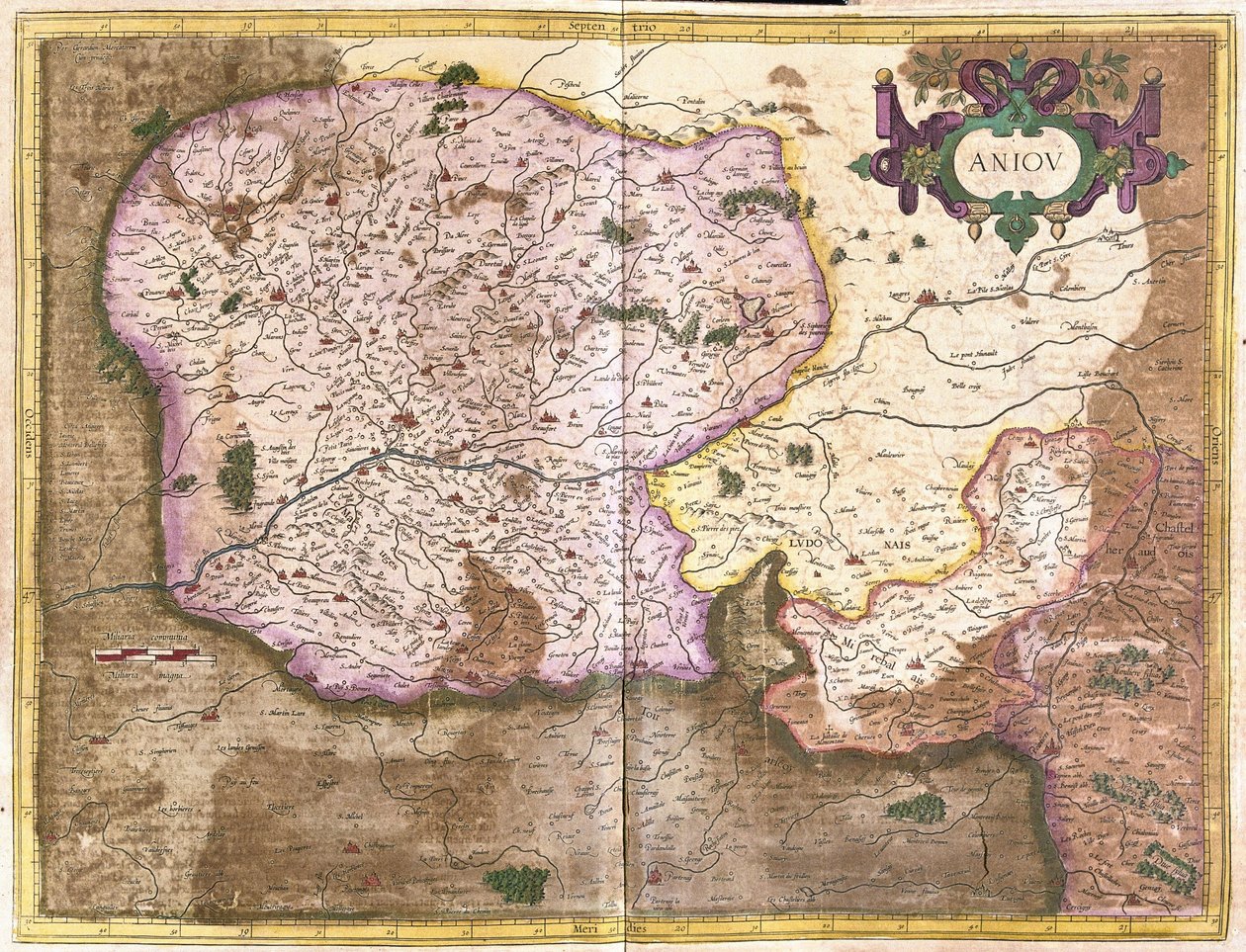 Anjou, landen van de Loire, Frankrijk (gravure) door Gerardus Mercator