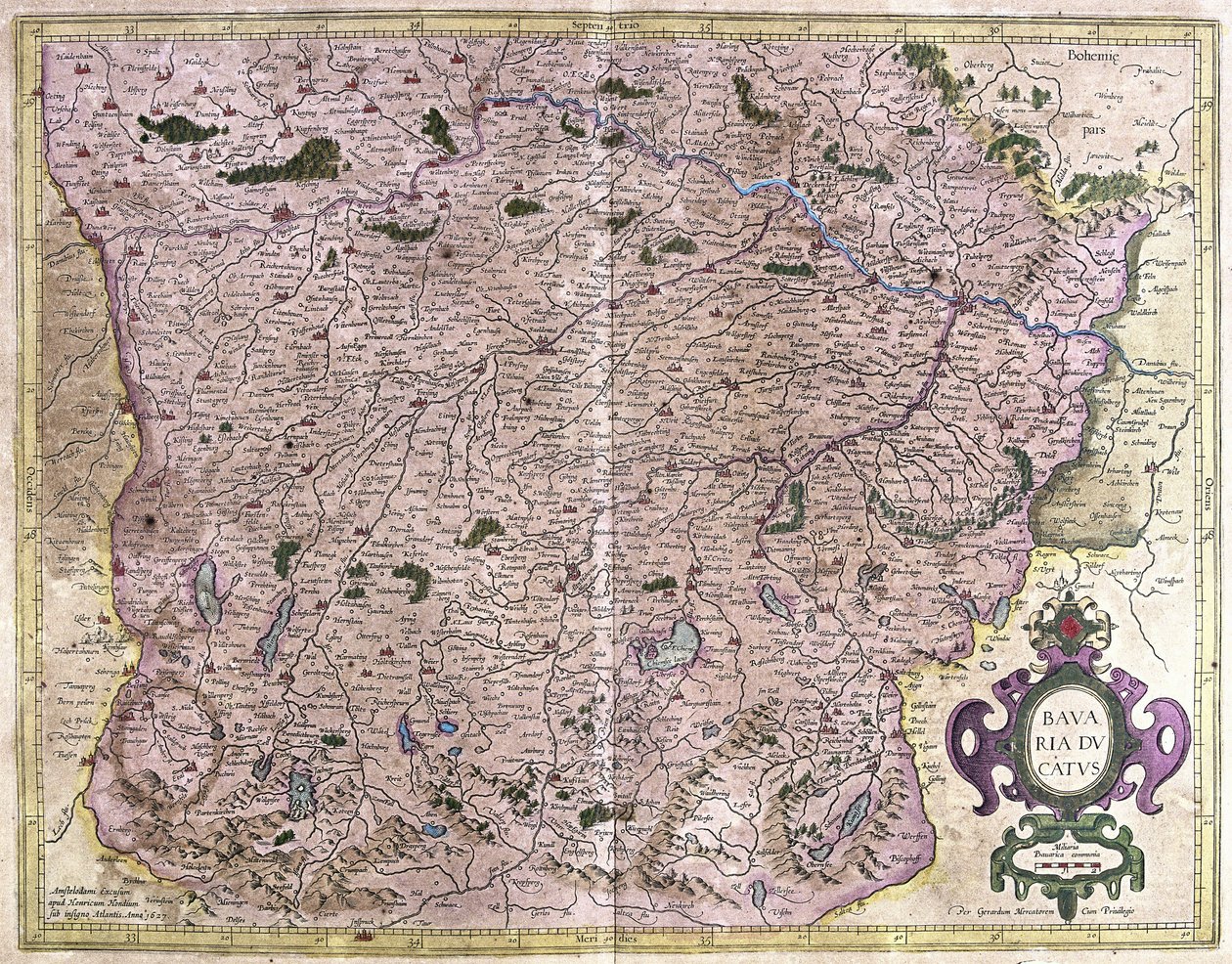 Beieren, Duitsland (gravure) door Gerardus Mercator
