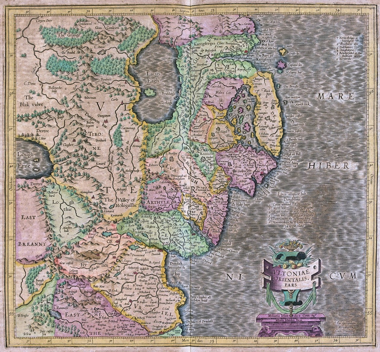 Oost-Ierland door Gerardus Mercator