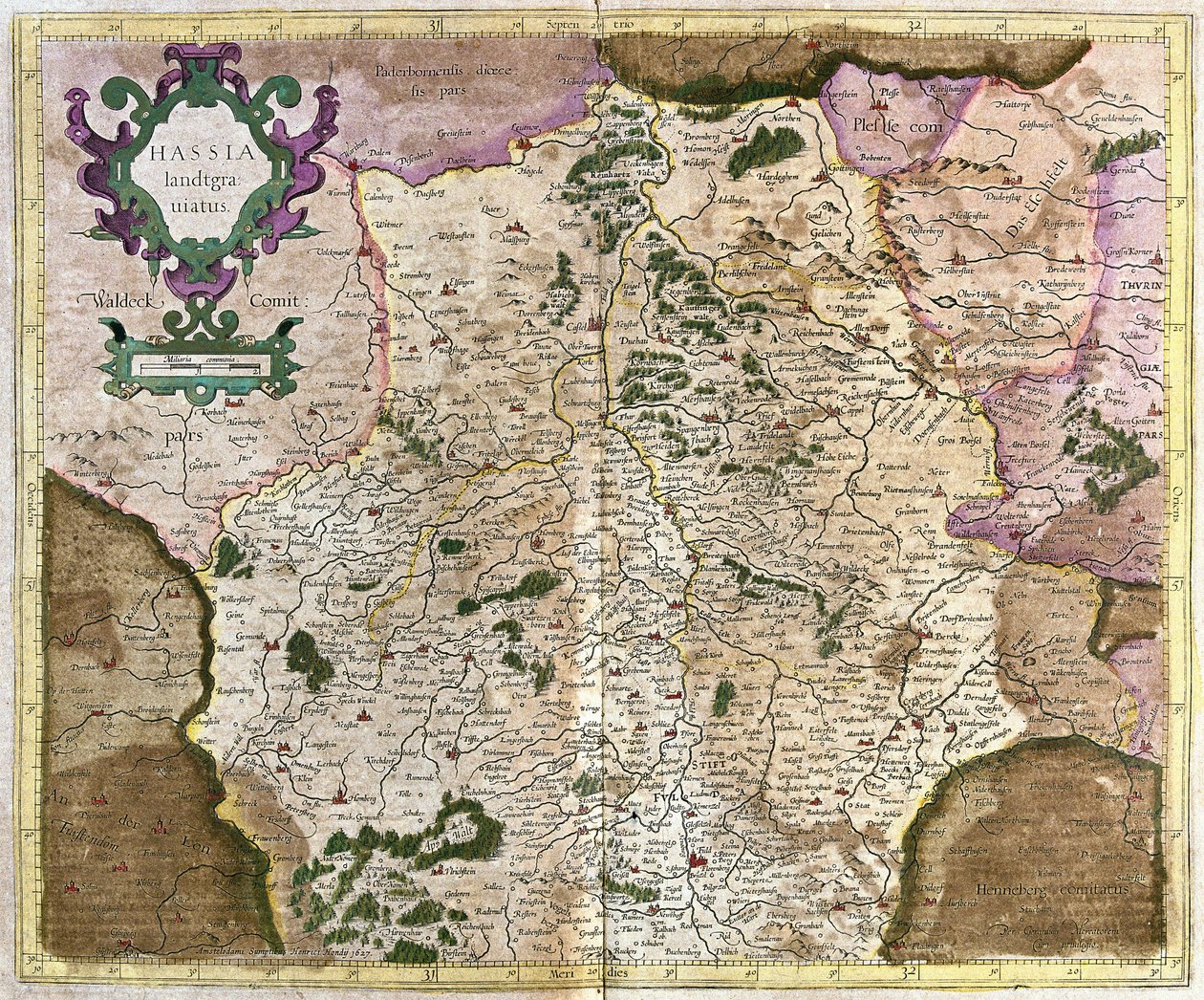Hessen, Kassel, Duitsland (gravure) door Gerardus Mercator