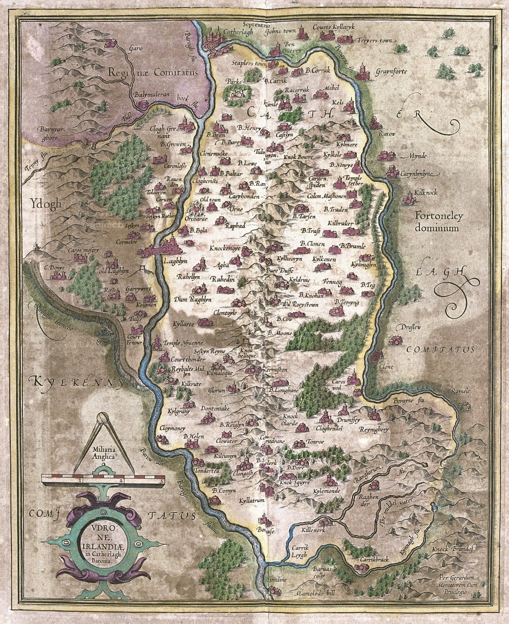 Ierland (gravure) door Gerardus Mercator