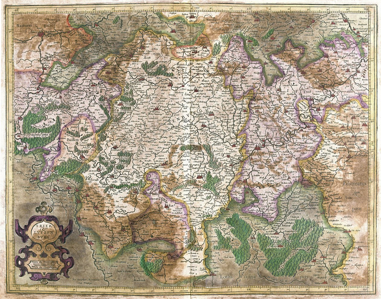 Luxemburg (gravure) door Gerardus Mercator