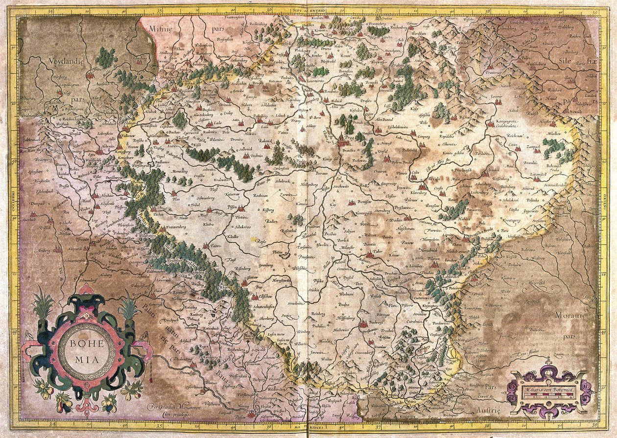 Praag, Tsjechië (gravure) door Gerardus Mercator