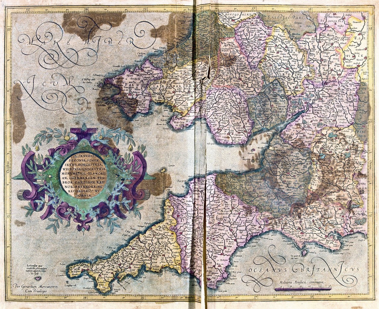 Zuidwest-Engeland (gravure) door Gerardus Mercator