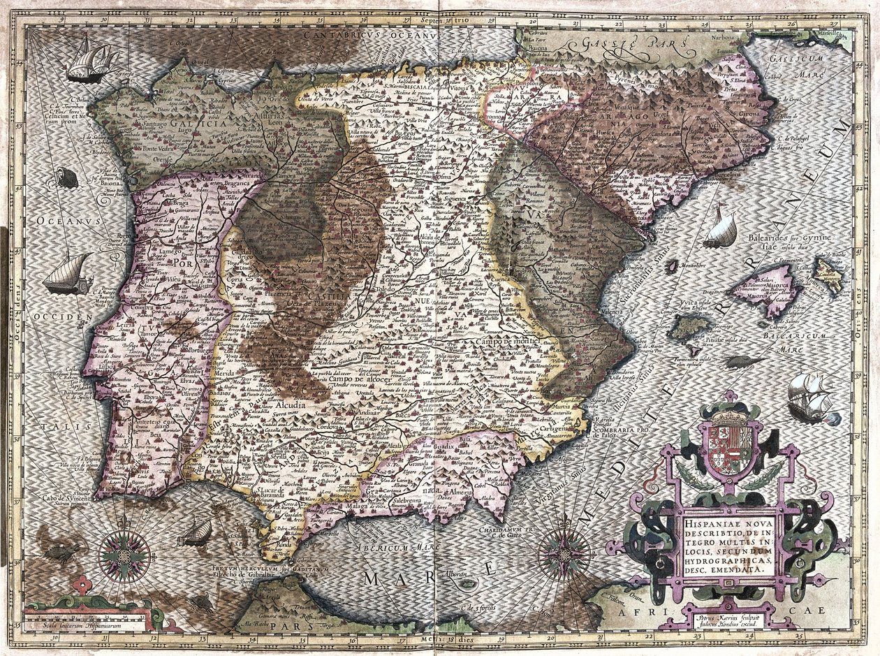 Spanje (gravure) door Gerardus Mercator