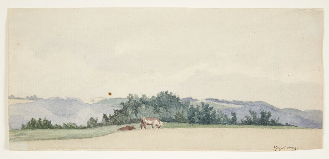 Heuvelachtig landschap met koeien door Gerda Henning