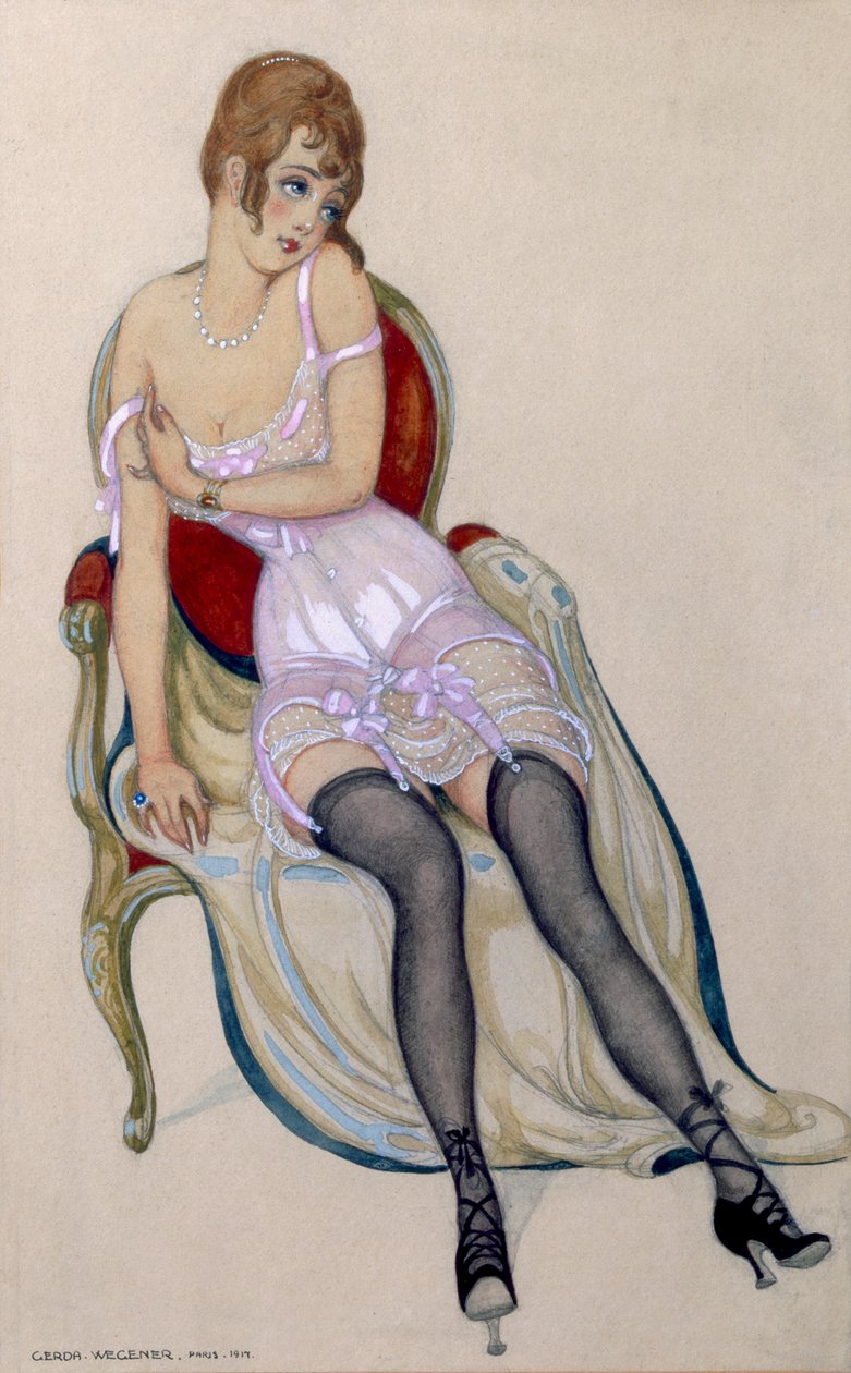 Dame in ondergoed door Gerda Marie Frederike Wegener