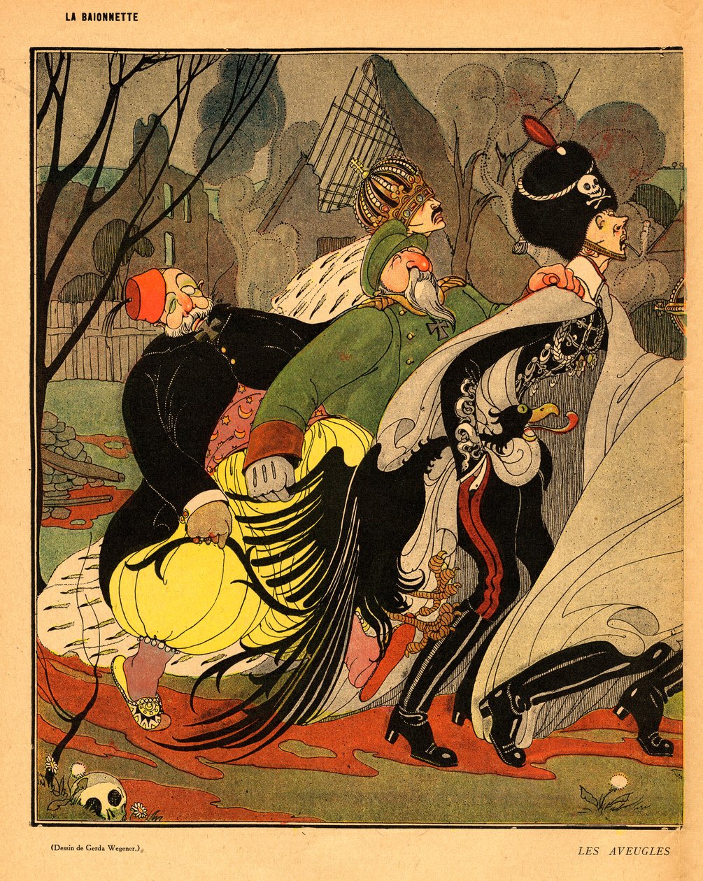 De Bajonet, Satirisch in kleuren door Gerda Marie Frederike Wegener