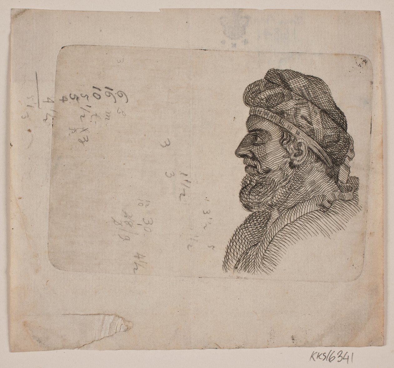 Studiehoofd van oude man in profiel door Gerhard Ludvig Lahde