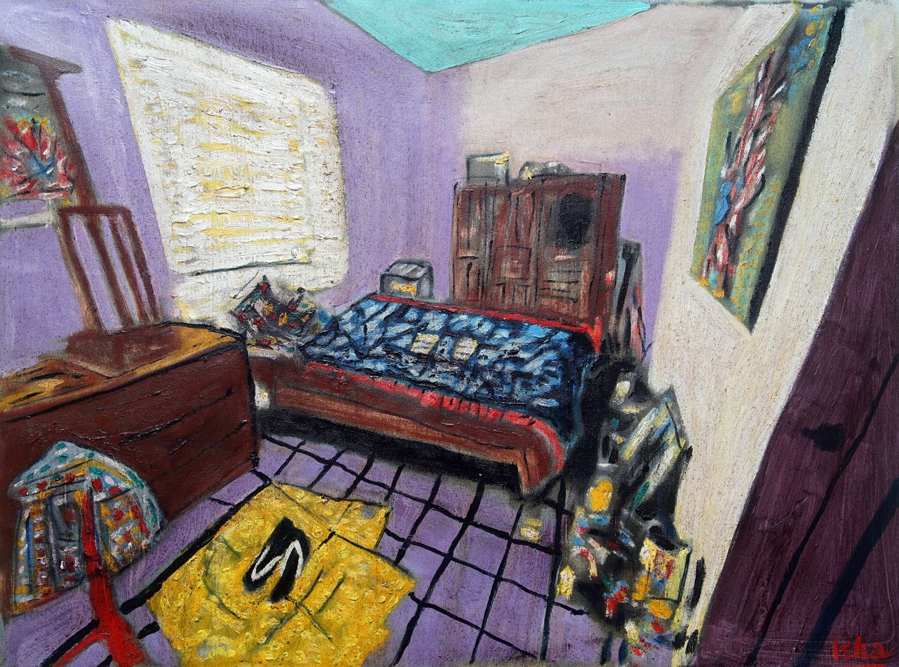 Art Crib, 2024 (olieverf op doek) door Gerhardt Isringhaus