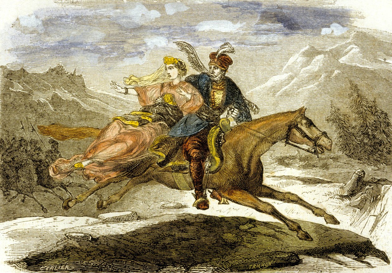Maurice Beniowski, Hongaarse avonturier, ontvoert de dochter van de gouverneur te paard door Gerlier