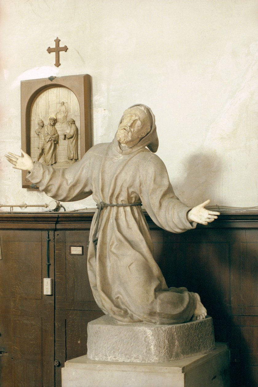 St. Franciscus ontvangt de stigmata, ca. 1580 (marmer) door Germain Pilon