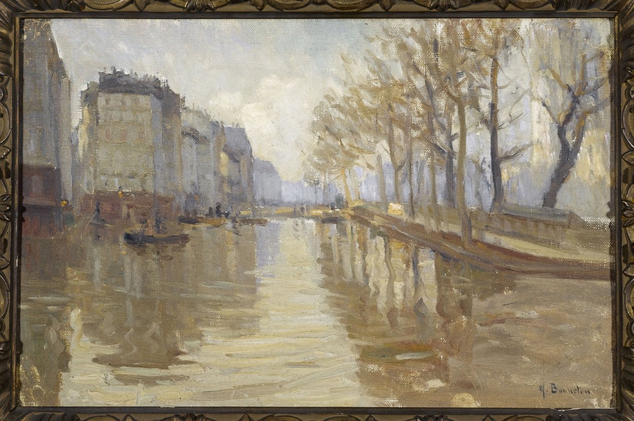Le quai Montebello (overstromingen van 1910) door Germain Eugene Bonneton