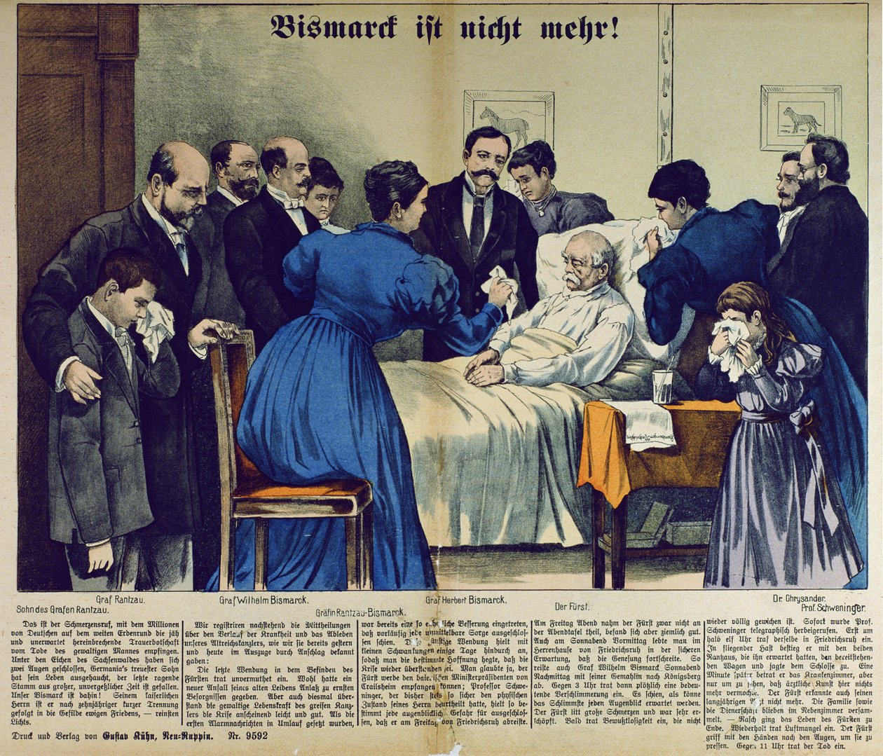 De dood van Bismarck in Friedrichsruh op 30 juli 1898 door German School