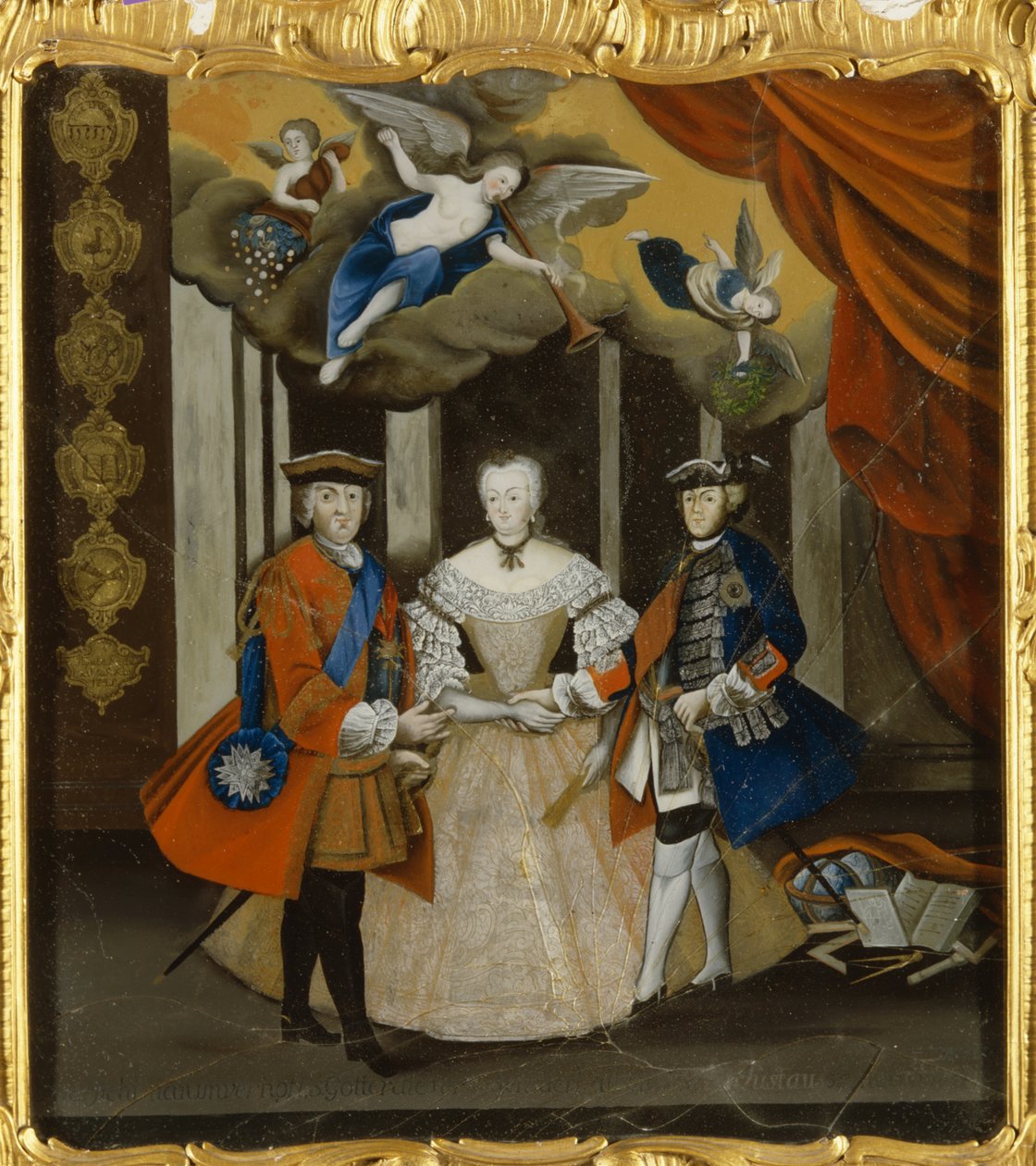 Vredesallegorie van Dresden, 1745 (olie op glas) door German School