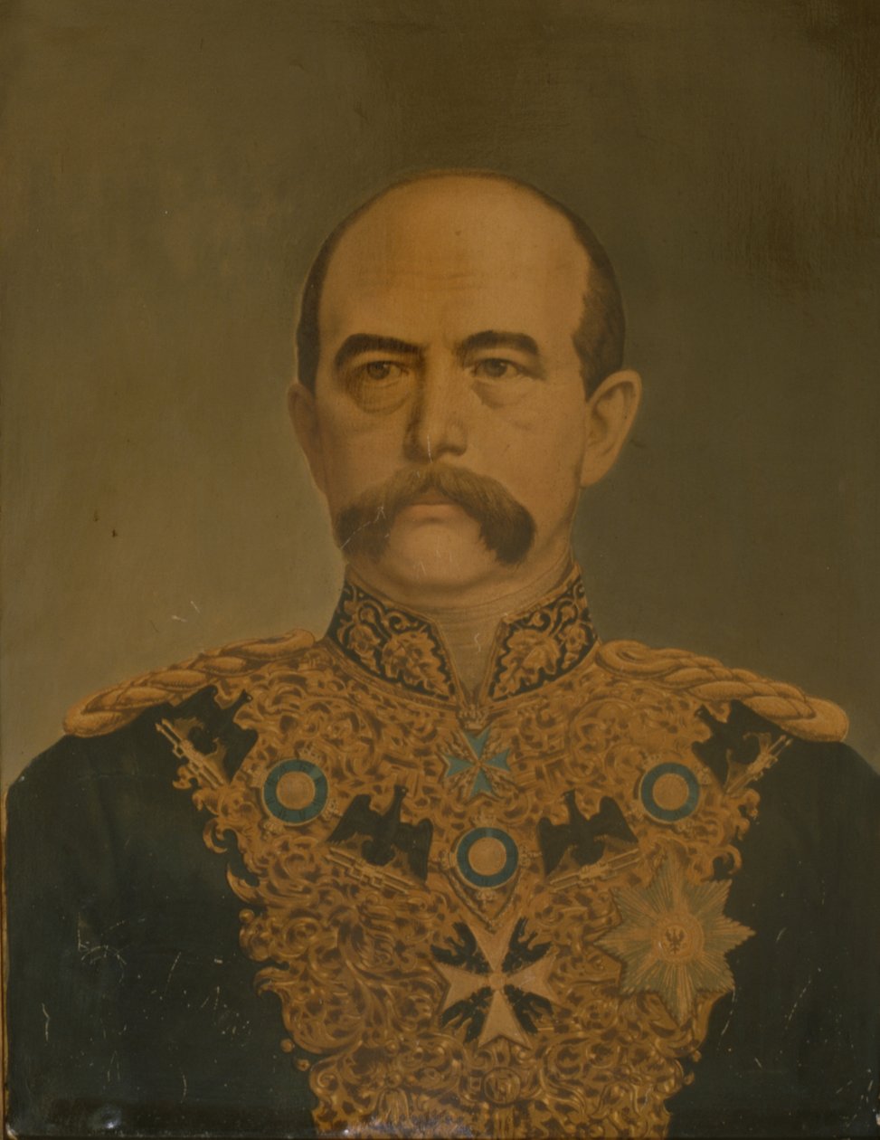 Prins Otto von Bismarck in diplomatenuniform, c.1865 door German School