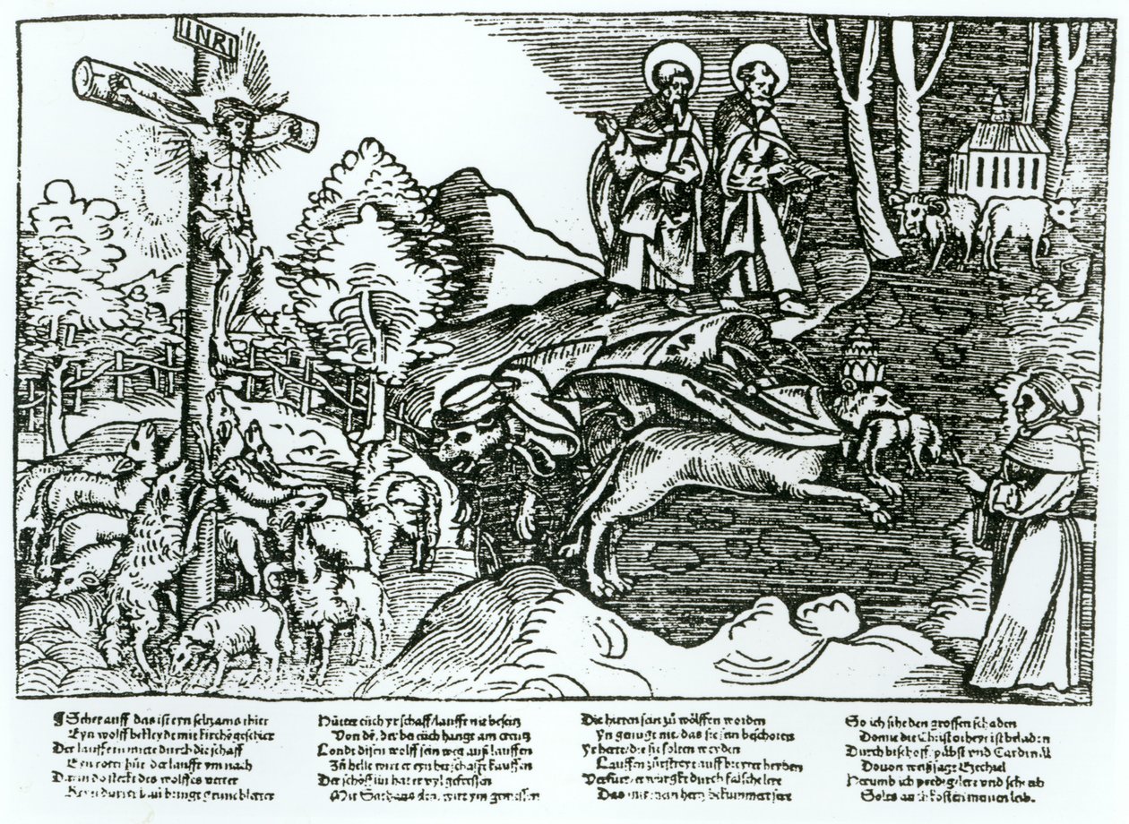 Rooms-katholicisme en lutheranisme vergeleken, c.1520-21 door German School