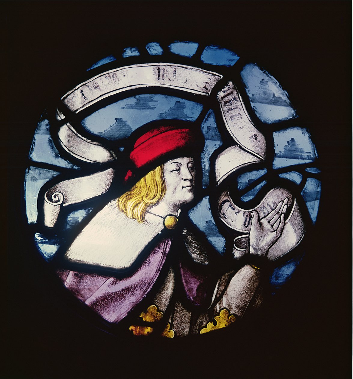 Rondel van de profeet Daniël, 15e eeuw (glas-in-lood) door German School