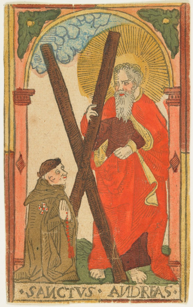 St. Andreas met een monnik (Elsass), ca. 1500 door German School