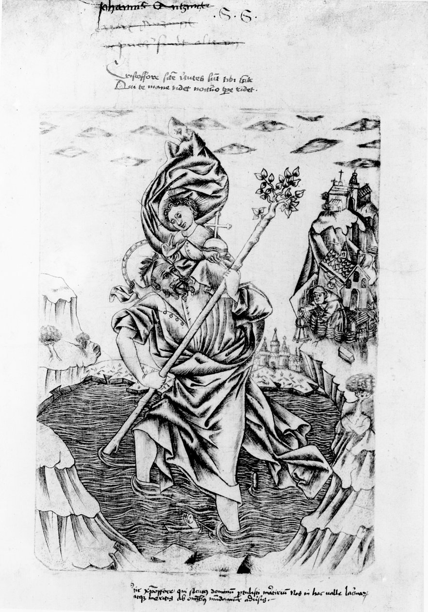 St. Christoffel draagt Christus over de rivier door German School