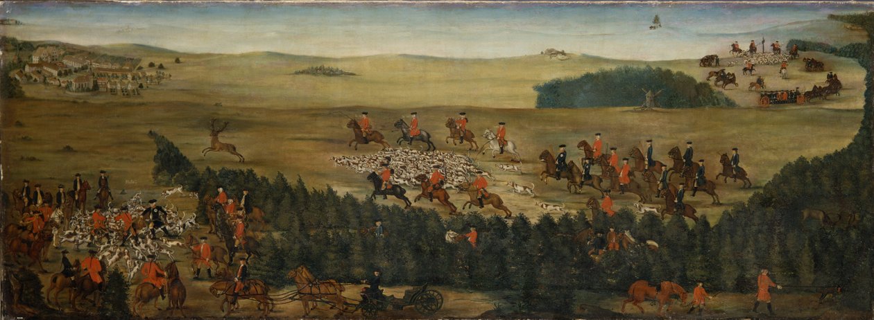 Hertenjacht met Frederik Willem I van Pruisen door German School