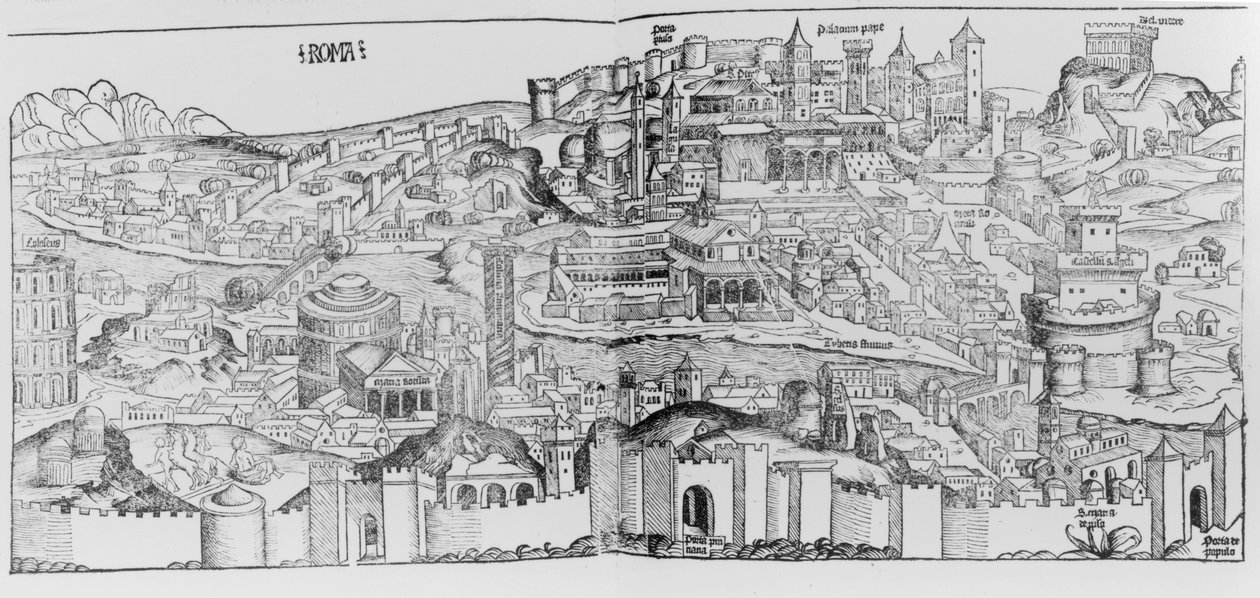 Uitzicht op Rome, 1493 door German School