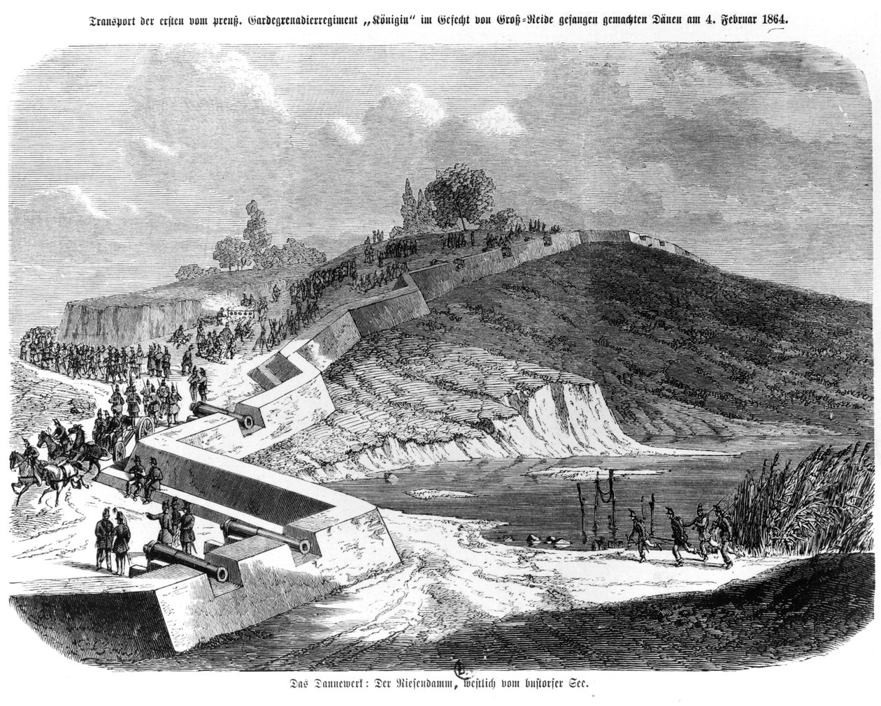 Oorlog van de hertogdommen, Deense fortificaties, illustratie uit 
