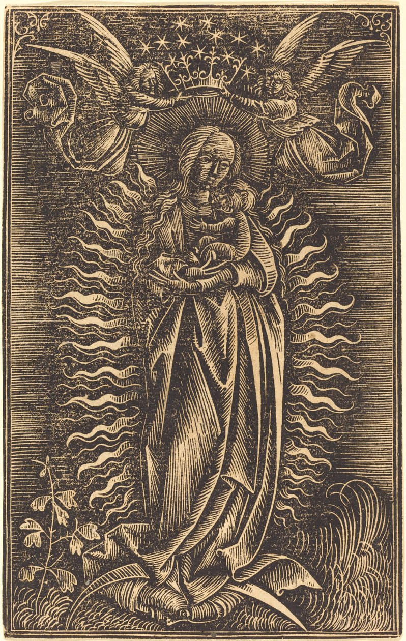 De Maagd Gekroond door Twee Engelen door German 15th Century