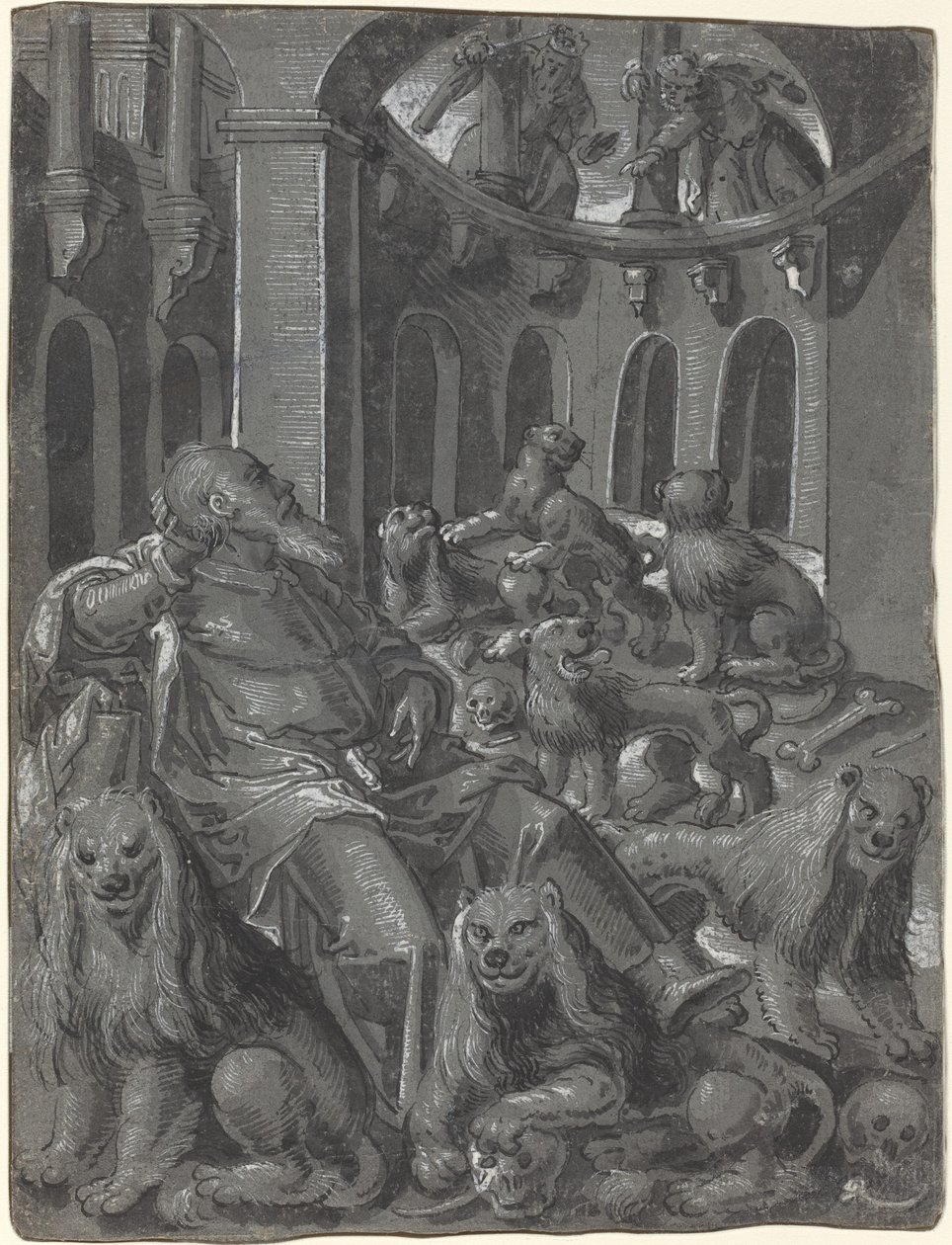 Daniel in de leeuwenkuil [recto] door German 16th Century
