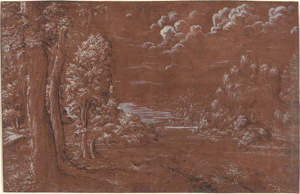Rivierlandschap door German 16th Century
