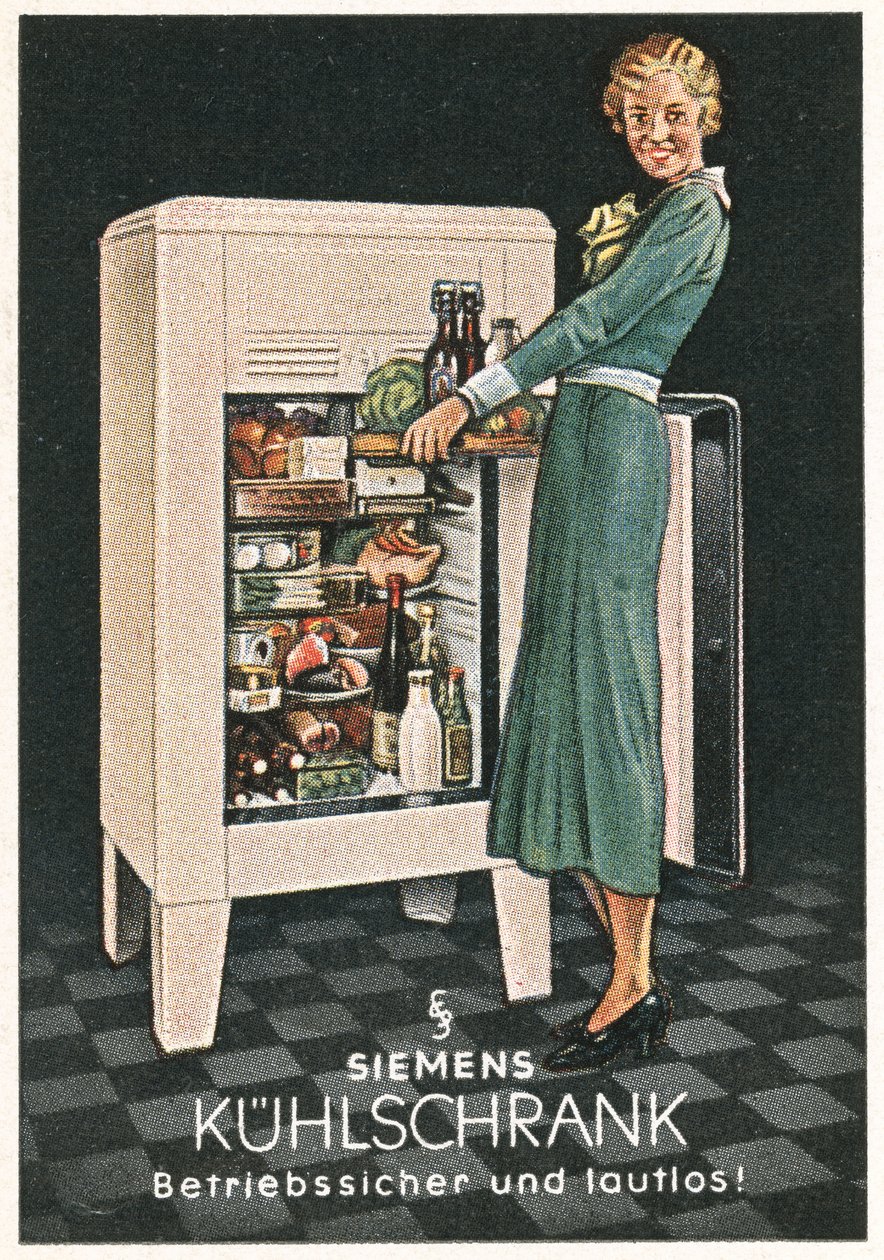 Reclame voor Siemens koelkasten (kleurenlitho) door German School