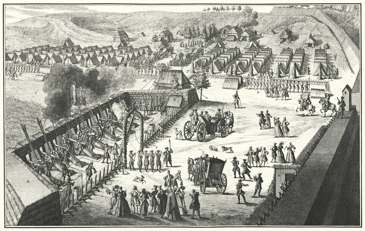 Artillerie schietoefening, Neurenberg, 1733 (gravure) door German School