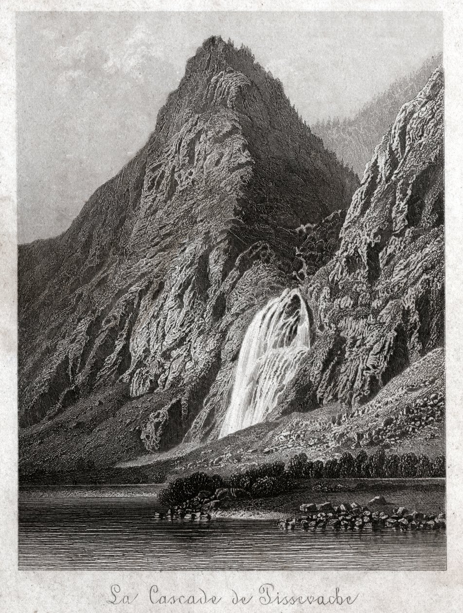 Cascade de Pissevache (gravure, ca. 1830) door German School