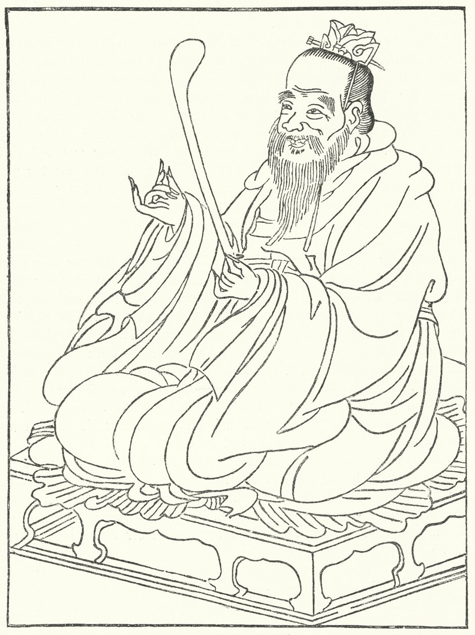 Confucius, oude Chinese filosoof (551-479 v.Chr.) (gravure) door German School