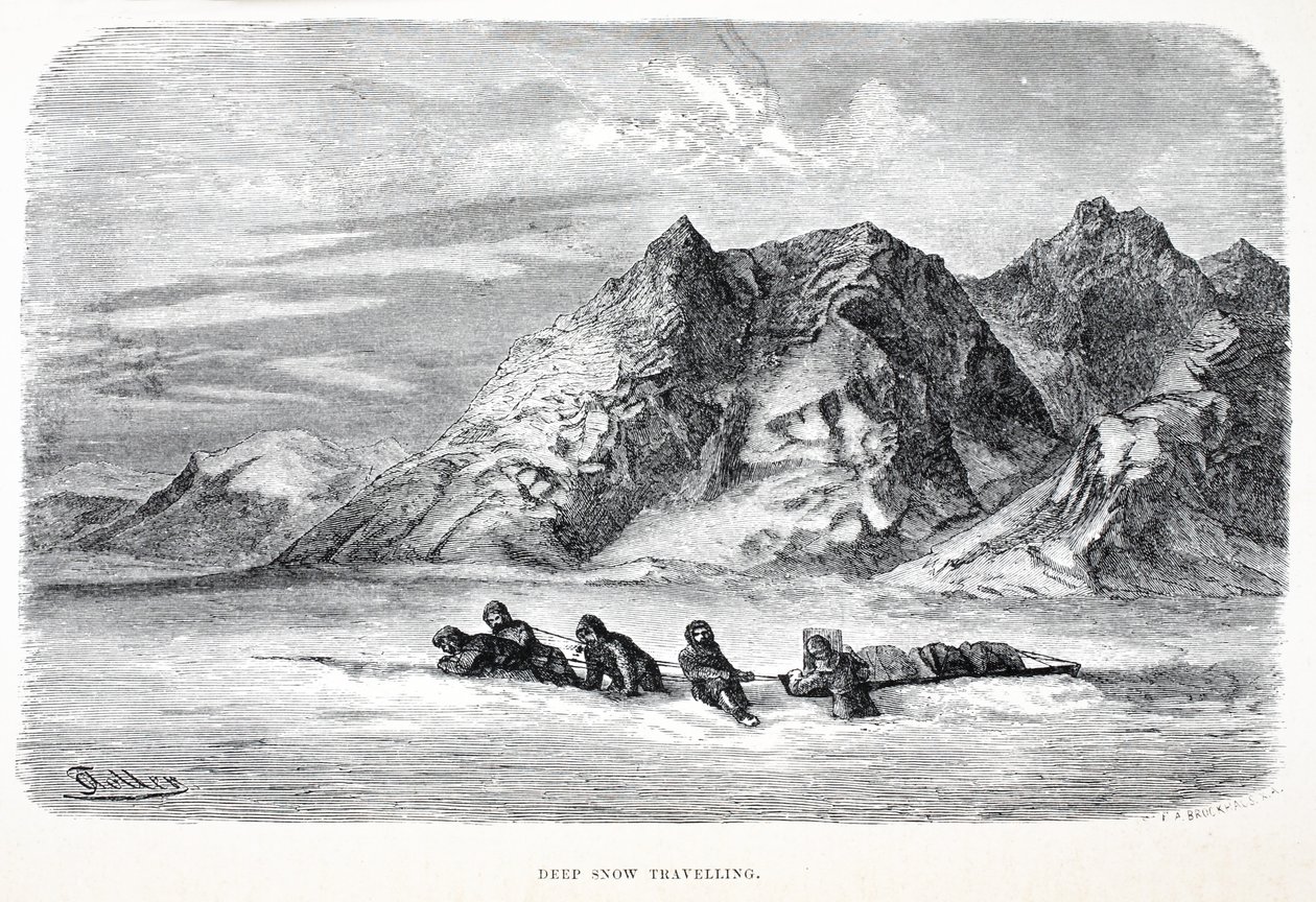 Reizen door diepe sneeuw, Londen 1874 door German School