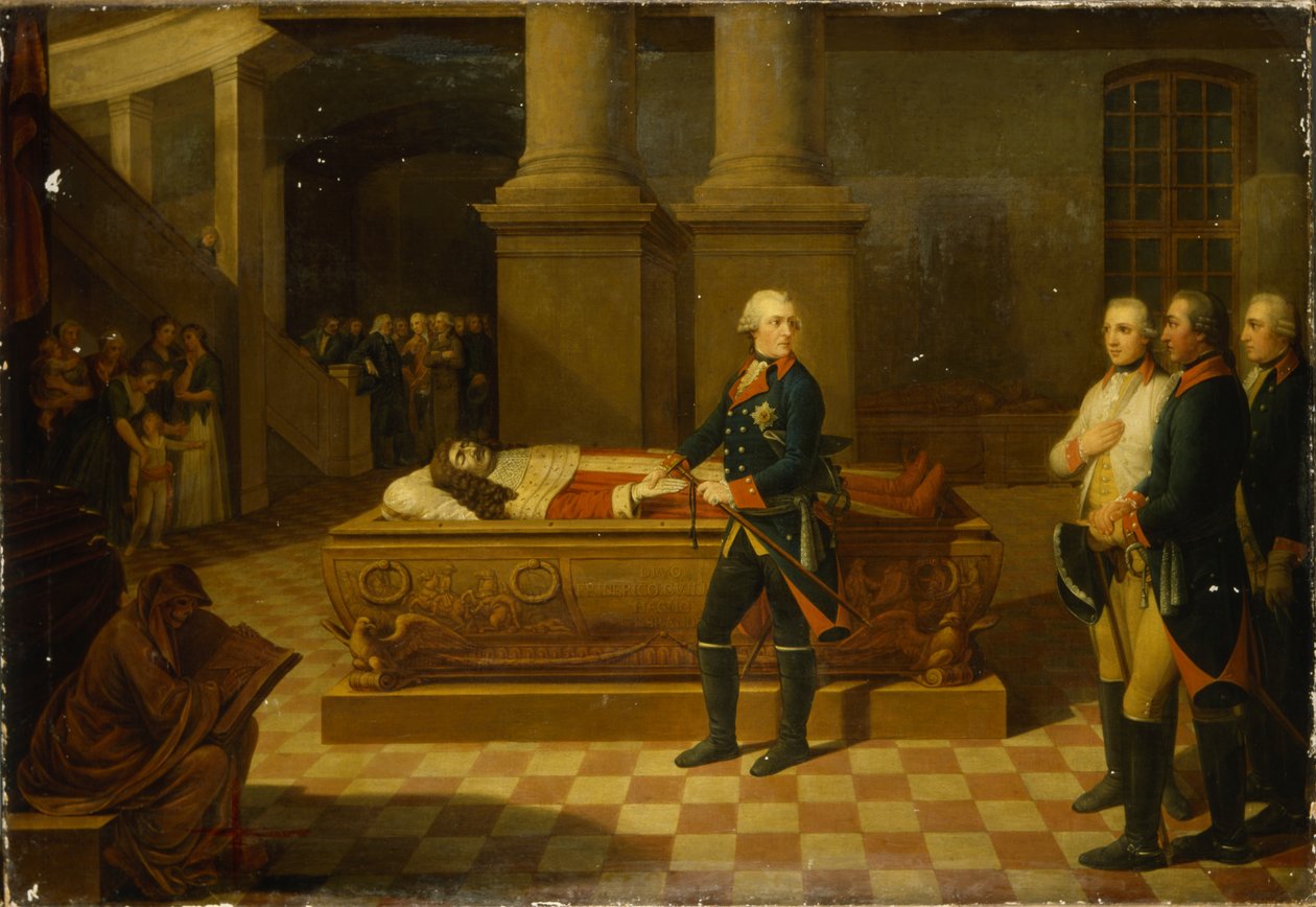 Frederik II in de crypte van de keurvorst door German School