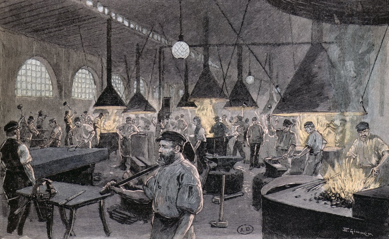 Keizerlijke werf in Kiel, Duitsland, ca. 1900 door German School